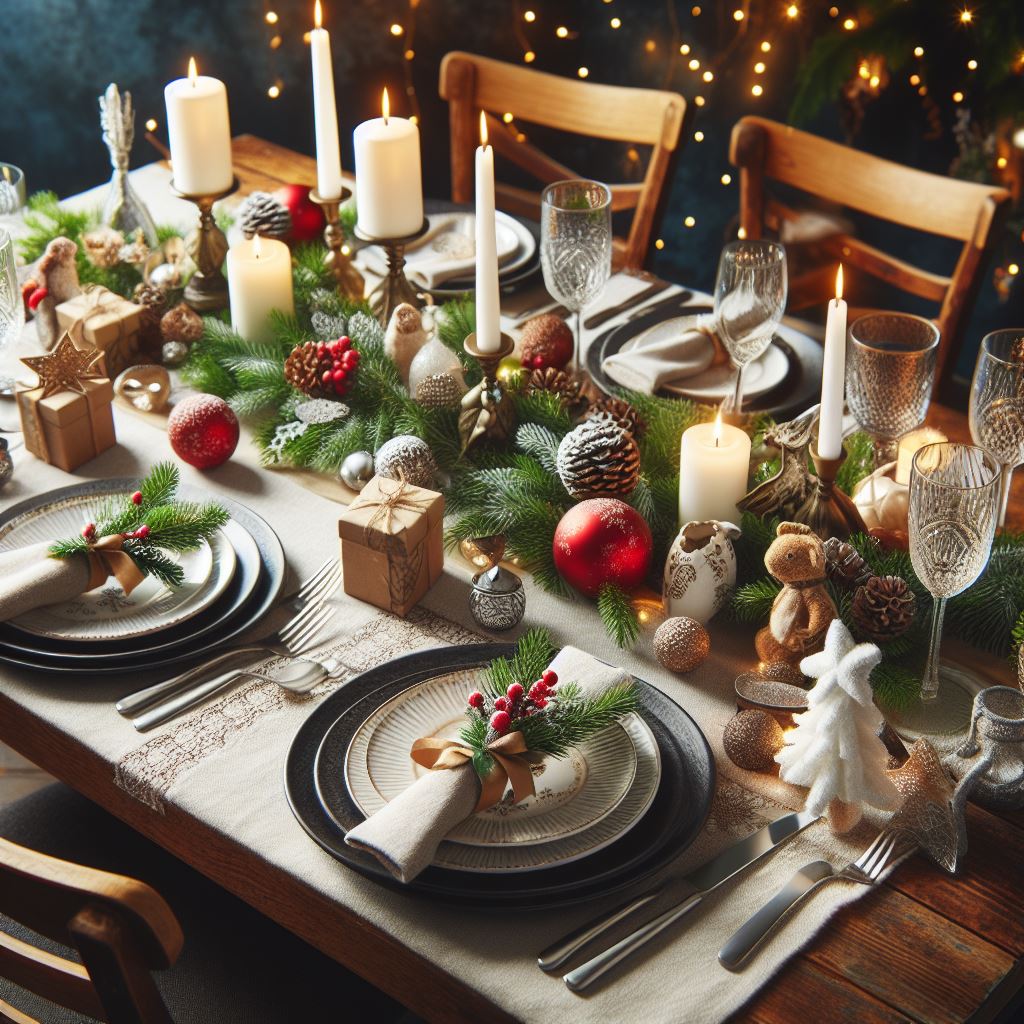 Mesa puesta para navidad
